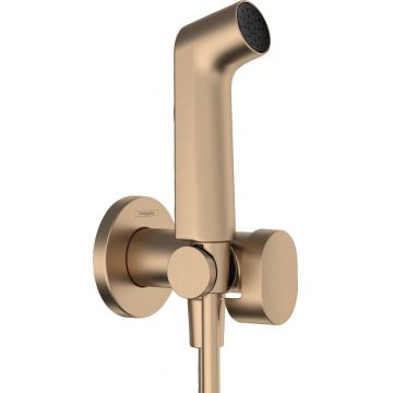 Set dus igiena intima Hansgrohe Bidette S EcoSmart+ 1 jet furtun si robinet cu agatatoare necesita corp incastrat bronz periat