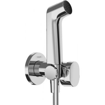 Set dus igiena intima Hansgrohe Bidette S EcoSmart+ 1 jet furtun si robinet cu agatatoare necesita corp incastrat crom
