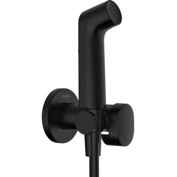 Set dus igiena intima Hansgrohe Bidette S EcoSmart+ 1 jet furtun si robinet cu agatatoare necesita corp incastrat negru mat