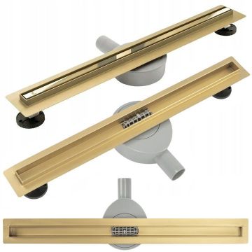 Set rigola pentru dus plus capac 90 cm Rea Neo Slim Mirror Pro auriu