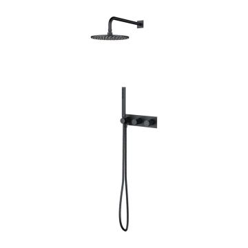 Sistem de dus incastrat cu baterie monocomanda Omnires Contour antracit periat si para cu 1 functie