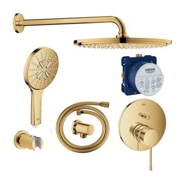 Sistem de dus incastrat Grohe Essence Rainshower auriu lucios Cool Sunrise