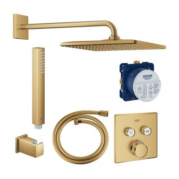 Sistem de dus incastrat Grohe Grohterm SmartControl Rainshower cu termostat auriu periat Cool Sunrise